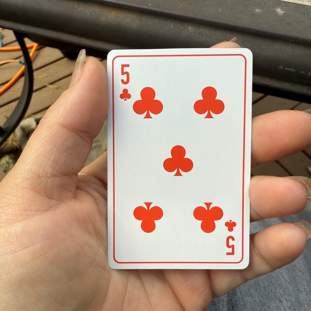 Dior Red five of clubs Playing Card